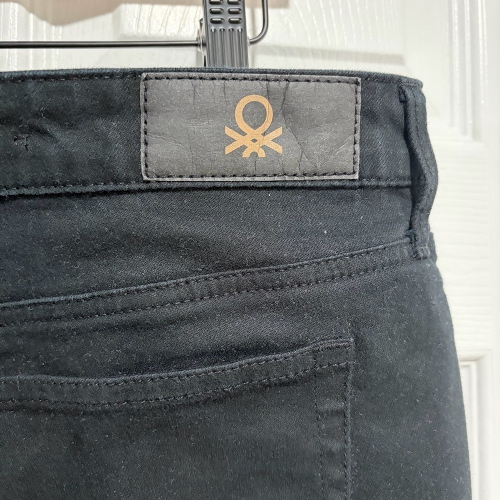 United Colors of Benetton Black Denim Jeans 5-Pocket Stretch Skinny High Rise - Picture 7 of 10